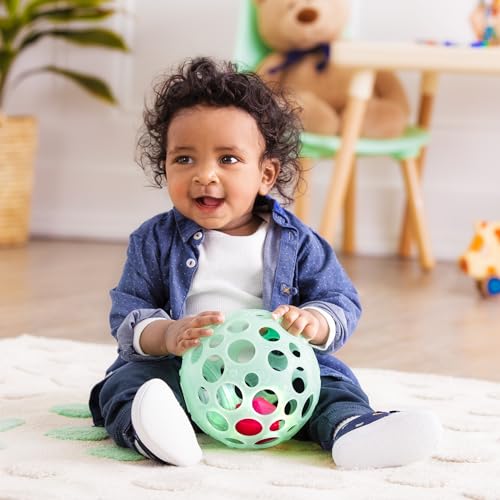 B. toys - Grab 'n' Glow - Baby-Ball - Sensorisches aufleuchtendes Baby Spielzeug - Textured Ball with Holes - Leuchtende Lichter & Rassel - Spielzeug für Kleinkinder, Babys
