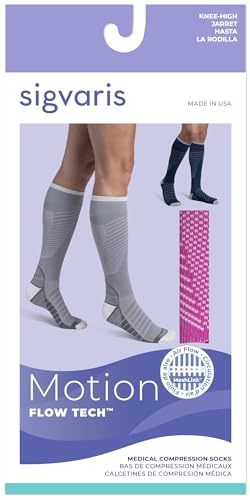 Image of Sigvaris Motion Flow Tech Calf High Compression Socks for Men & Women - Moisture Wicking, Cushioned Sole Support