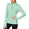 icyzone Dames sport lange mouwen T-shirts training fitness kleding 1/4 ritssluiting loopshirt met duimgat
