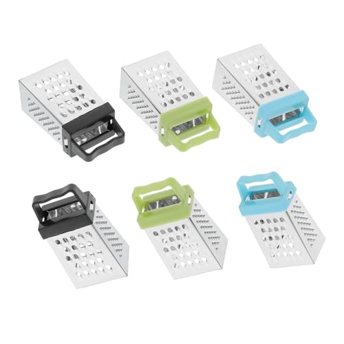BEBEMOKO 6pcs Mini Cheese Grater Compact Stainless Steel Slicers for Garlic Vegetables Fruits Multi Purpose Kitchen Accessory with Non Slip Base for Small Spaces