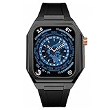 diosbras アップルウォッチ用 ケース for Apple Watch用 バンド カバー ステンレス ケース ステンレス ベルト 46mm シリーズ10 一体型 Series 10に対応 (新型/ブラック/サイドRゴールド/ラバー/46mm)