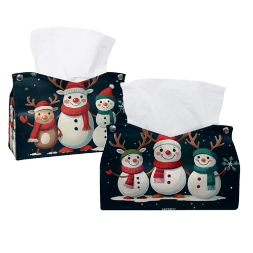 Boîtes à mouchoirs Merry Christmas en cuir chic pour table et bureau - 2