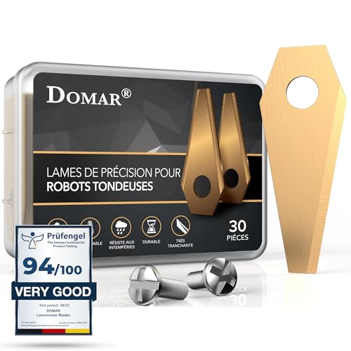 Domar - Lames de tondeuses-Robots Longue durée, vis incluses I Lames améliorées compatibles avec Les Robot Tondeuse Bosch Indego I 30 Lames de Rechange