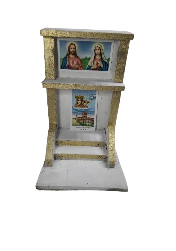 BLUSUPERSHOP Mini templo art1 15 x 15 cm alto 24 cm para manualidades pesebre o para poner fotos queridos difuntos en casa, cementerio de madera y corcho lo puedes adornar como quieras Virgen del arco