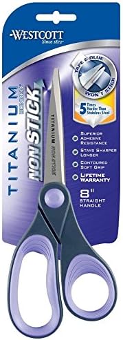 Westcott Titanium Bonded Non Stick Scissors, Purple, 8"