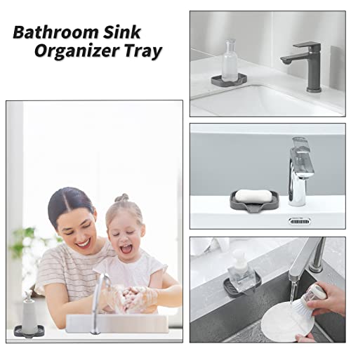 Silicone-Bathroom-Soap-Dishes-with-Drain-Spout-Bathroom-and-Kitchen-Sink-OrganizerSponge-HolderDish-Soap-TrayPerfect-for-DispenserScrubberBottleCup-on-Sink-or-Counter-Grey-4932