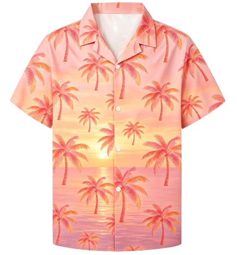 Image of SANGTREE Girls & Women's Hawaiian Shirts Button Down Short Sleeve Floral Tropical Shirt Beach Vacation Blouse Tops