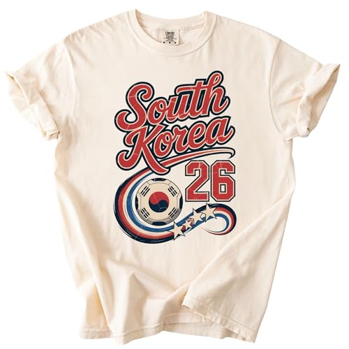 South Korea Soccer T-Shirt Vintage Soccer Cup 2026 Graphic Tee Game Day Shirt for Men Women Sports Fan Gift Ivory