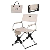 ディレクターチェア 椅子 折りたたみ 軽量 コンパクト 持ち運び 座面が高い ハイチェア 足が楽 折りたたみ椅子 チェア 背もたれ 肘置き ポケット 小さい アウトドア キャンプ スポーツ観戦 耐久性 アルミニウム 布 屋外 野外 ベージュ