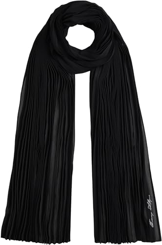 Tommy Hilfiger Damen Schal Script Chiffon Schlicht Schwarz (Black) Einheitsgröße