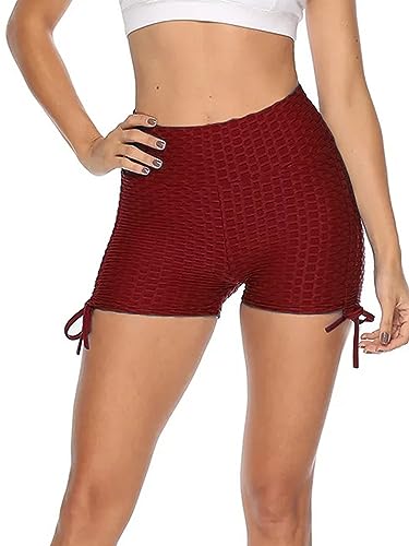Image of Shasmi Women's Workout Yoga Shorts, High Waisted Drawstring Scrunch Booty Shorts Ruched Butt Lift Athletic Running Tights (Shorty 76)