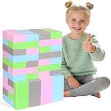 Colorful Foam Climbing Blocks - 8" x 4" x 2" Soft, Stackable Gymnastics Blocks for Safe Play, Foam Pit Cubes & Indoor Parkour for Parkour Equipment, Protective Foam Bricks - 48PCS