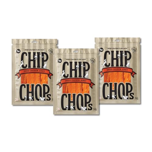 Image of Chip Chops Sun Dried Chicken Jerky Dog Treats, High Protein Training Snacks, Healthy & Easily Digestible, Training & Reward Treats Suitable for All Dog Breeds 250g - Pack of 3