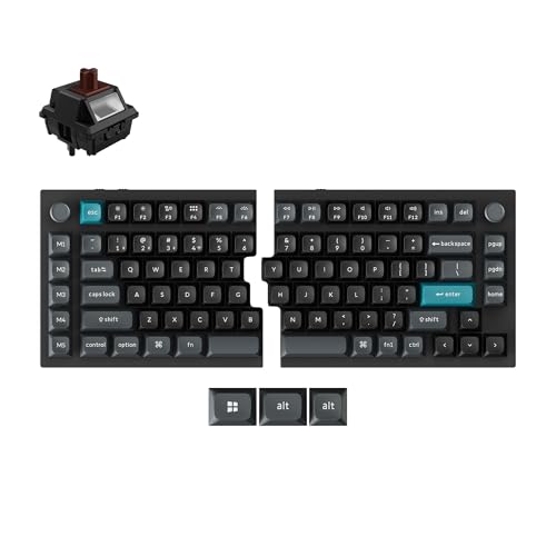 Keychron Q11 Ultra 8K Polling Rate Wireless Split Ergonomic Mechanical Keyboard, 75% Split Layout with 2 Knobs, 2.4 GHz/Bluetooth/Wired, Aluminum Hot-Swappable RGB Brown Switch for Mac Windows Linux