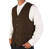 The Celtic Ranch Wool Blend Irish Tweed Mens Vest with Full Back, Adjustable Fabric Belt, 4 Pockets,