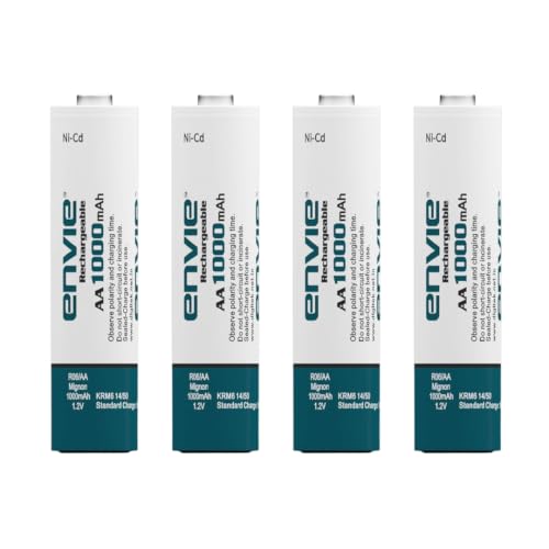 Rechargeable AA Batteries | 1000mAh Ni-Cd Rechargeable AA Batteries | Ideal for Toys, Remotes, Clocks, Mouse & Household Devices | Pack of 4