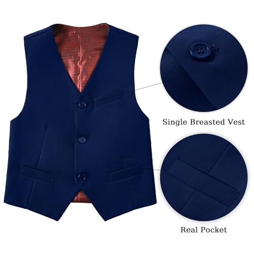 Image of Boys' Vest Slim Formal Suit Vest for Wedding Homecoming with Pockets Adjustable Back Strap, Size 2-20 Years