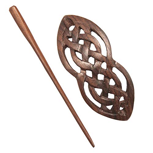 81stgeneration Handmade Natural Wood Celtic Knot Hair Barrette, Styling Wooden Hair Stick, Boho Hair Pins for Women Wedding - Image 2