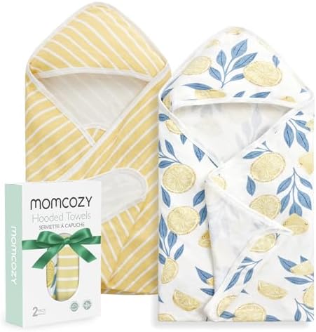Momcozy Baby Towels, Soft Absorbent Bath Towel for Newborn&Toddler,Lemon