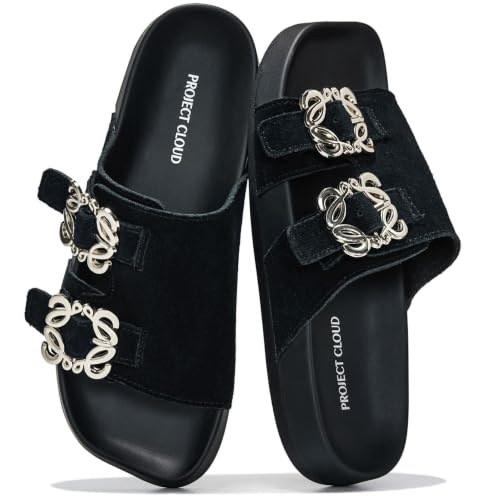 Project Cloud - Project Cloud 100% Genuine Leather Flat Womens Sandals Slides for Women (43% Off Amazon Deal)