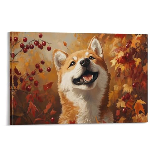 Peinture Shiba Inu sur toile grand tableau pour masquer mur nu