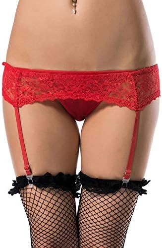 Thong and Garter Belt Floral Motifs 100g Red/Black