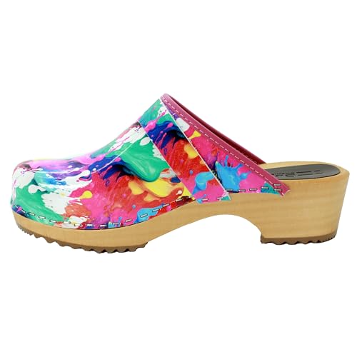 Image of Bjork Maja Wood Open Back Leather Clogs