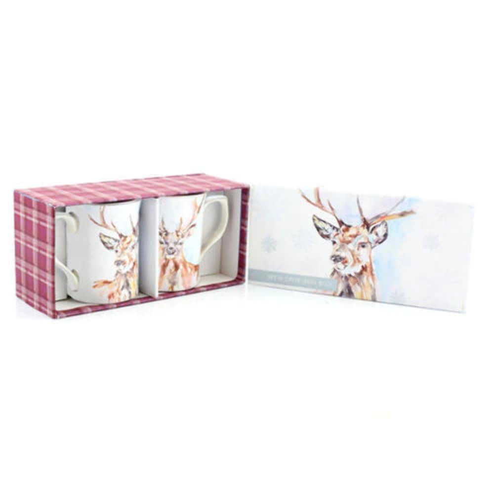 Lesser & Pavey White Lp92701 Winter Stag Fine China 2 Mug Set