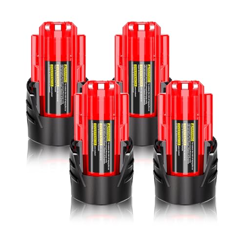 4Packs 12V 3.0Ah Li-Ion Battery Replacement for Milwaukee M12 Battery 48-11-2401 48-11-2412...