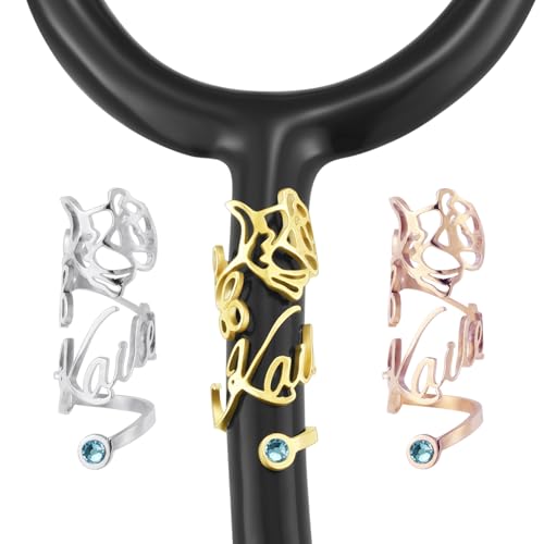 Étiquette de stéthoscope personnalisée fleur de naissance badge gravé