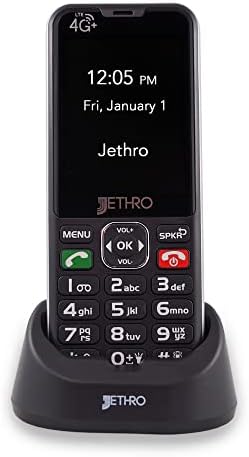 Jethro SC490 4G Unlocked Cell Phone for Seniors, Large Buttons and Screen, Loud Volume, SOS Button, Charging Dock Included, Easy to Use, Dumb Phone for Kids, Elderly & Minimalist, FCC/IC Certified