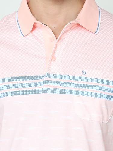 Image of Classic Polo Mens Cotton Half Sleeve Printed Authentic Fit Polo Neck Peach Color T-Shirt