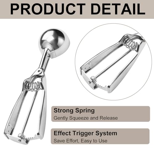 JUNADAEL J Cookie Scoop Set, Cookie Dough Scoop, Cookie Scoops for Baking Set of 3, Silver, Include Large/Medium/Small, for Cookies, Ice Cream, Muffin, Cupcakes, Truffles, Mashed Potatoes - Thumbnail 4