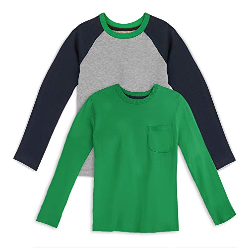 Image of Mightly Boys and Girls' Long Sleeve Raglan Shirt | Organic Cotton, Colorful Casual Stylish Clothes, Soft&Fresh Crew Neck Tee