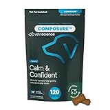 VetriScience Calm & Confident Calming Chews for Dogs, Supplement for Stress Support, Thunderstorms, Fireworks, & Travel, Bacon, Soft Chews, 120 Count - New Look