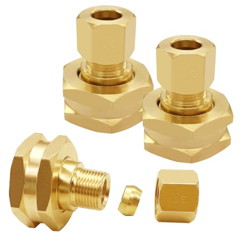 Uenede Brass Faucet Adapter, 3/4" GHT Female to 3/8" Tube OD, 3PCS