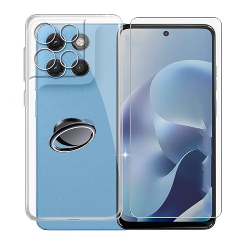 KJYFOANI Funda + 1 Piezas Cristal Templado para Xiaomi Poco M8 (6.72'), con Otación de 360° Anillo Función de Soporte Carcasa + Protector Pantalla para - Transparente