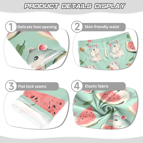 ALAZA Girls' Leggings Children's Yoga Pants Skinny Printed Dance Watermelon Hamster Comfortable 4T2