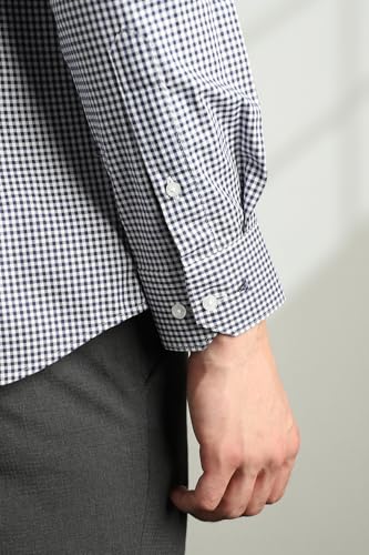 Image of Van Heusen Formal Checkered Shirt for Men| Premium Cotton| Full Sleeves| Slim Fit |Breathable Fabric
