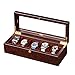 H.yina Tapa de Vidrio 5 Caja de Reloj Joyería Caja de Almacenamiento Caja de Almacenamiento Caja de Madera Pulsera 4 Cojines extraíbles Organizador de vitrinas