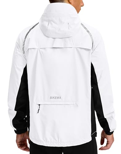 Image of Bikewa Men's Cycling Rain Jackets Waterproof Running Bike Windbreaker Lightweight Packable Hooded Jacket