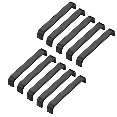 Set med 10 Marguruesw svart möbelhandtag svart kök möbelhandtag handtag svart zinklegering, centrum 128 mm