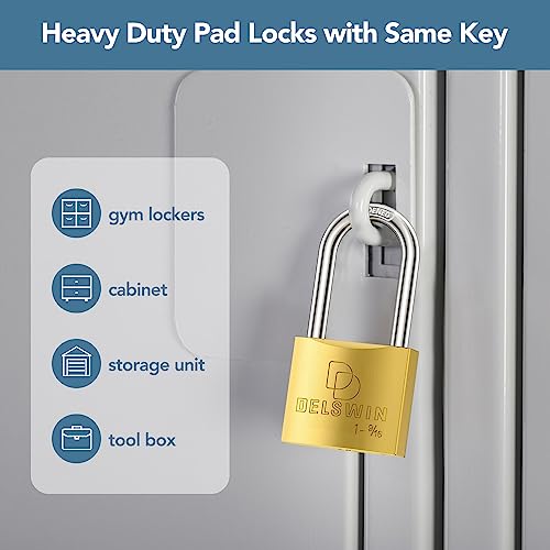 DELSWIN Weatherproof Padlock with Key (Keyed Alike) - Heavy Duty Solid Brass Locker Lock with 1-9/16" Long Shackle, Marine Grade Pad Lock for Outdoor Gate, Fence, Shed (2 Pack) by DELSWIN - Image 8