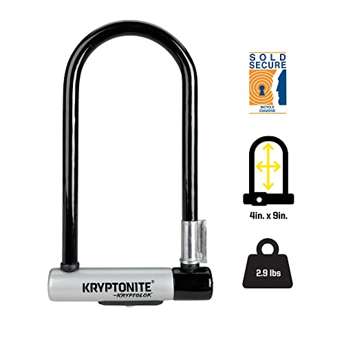 Image of Kryptonite Kryptolok Standard Bike U-Lock, Heavy Duty Anti-Theft Bicycle U Lock, 12.7mm Shackle with Mounting Bracket and Keys, High Security Lock for Bicycles Scooters