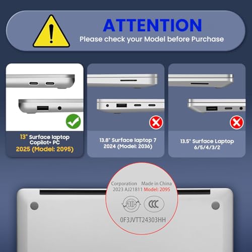 Image of Verilux Laptop Case Compatible for Microsoft Surface Laptop 13 (Model 2095), Clear PC Protective Hard Shell Cover, Lightweight Durable Scratch-Resistant Easy Install Two-Piece Snap-On Laptop Case