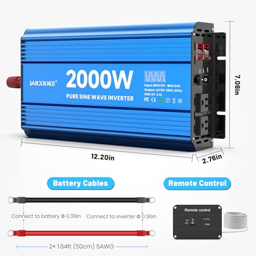 Jarxioke 2000 Watt Pure Sine Wave Power Inverter, 24V Dc To 110 Vdc To 120 Vdc thumb #6