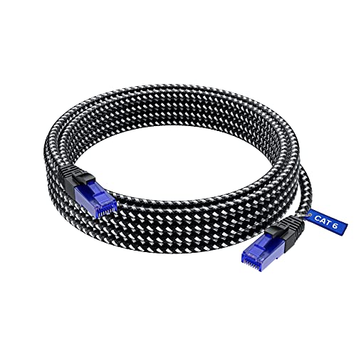 Maximm Cat 6 Ethernet Cable 15 Ft, Braided Network Cable Cat6 With Rj45 Connectors, Gigabit Lan Cable 1000 Mbps High-Speed Internet, Black #TOP14