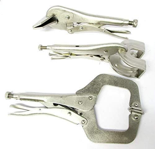 3PC Welding Clamps Plier Set C Clamp Mole Vice Grip Locking Pliers Sheet Metal