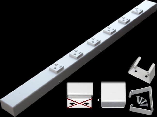 24” Hardwired Power Strip (NO Power Cord), 6 (NEMA 5-20R) Vertical Outlets (NOT Tamper Resistant), NO Ears (Without mounting tabs on Both Ends), 20 Amp, White