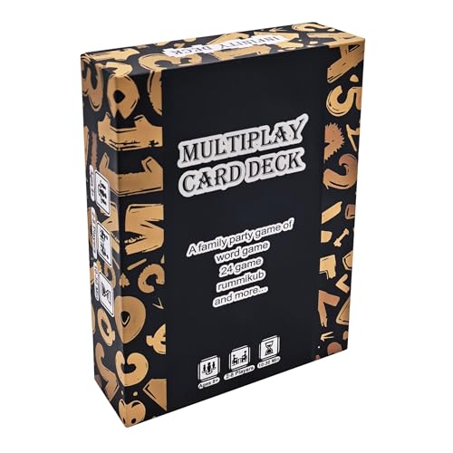 NORDISTRICT Multiplay Card Deck - 108 Cards Family Party Game Set, 8-in-1 Educational Card Games for Kids & Adults, Includes Word, Rummikub, 24 Math, Picture Story & More for 2-8 Players